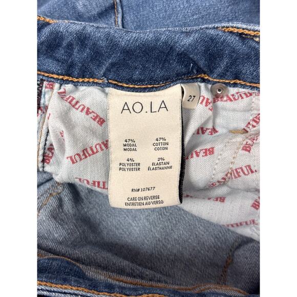 Alice Olivia Jeans 27 Womens Beautiful Low Rise Bell Flare Ripped Denim Raw Hem - Picture 7 of 8